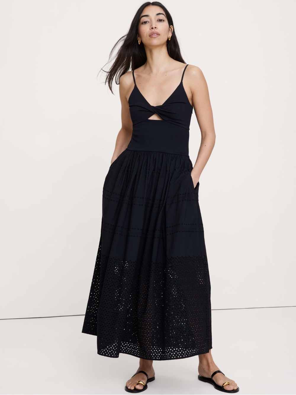 NWT Banana Republic Black Eyelet Dress